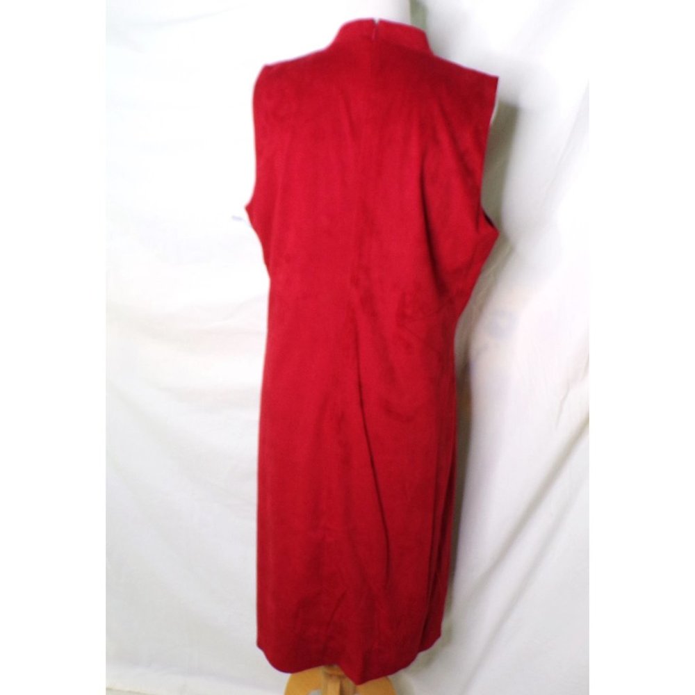 🆕 DONNA KARAN Faux Suede A-Line Mock Neck Dress Rust 12 - Picture 9 of 10